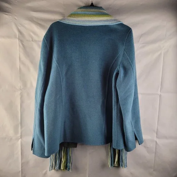 Vintage NEIMAN MARCUS Exclusive Blue Wool Blend Jacket & Scarf Combo Grannycore - Picture 3 of 3